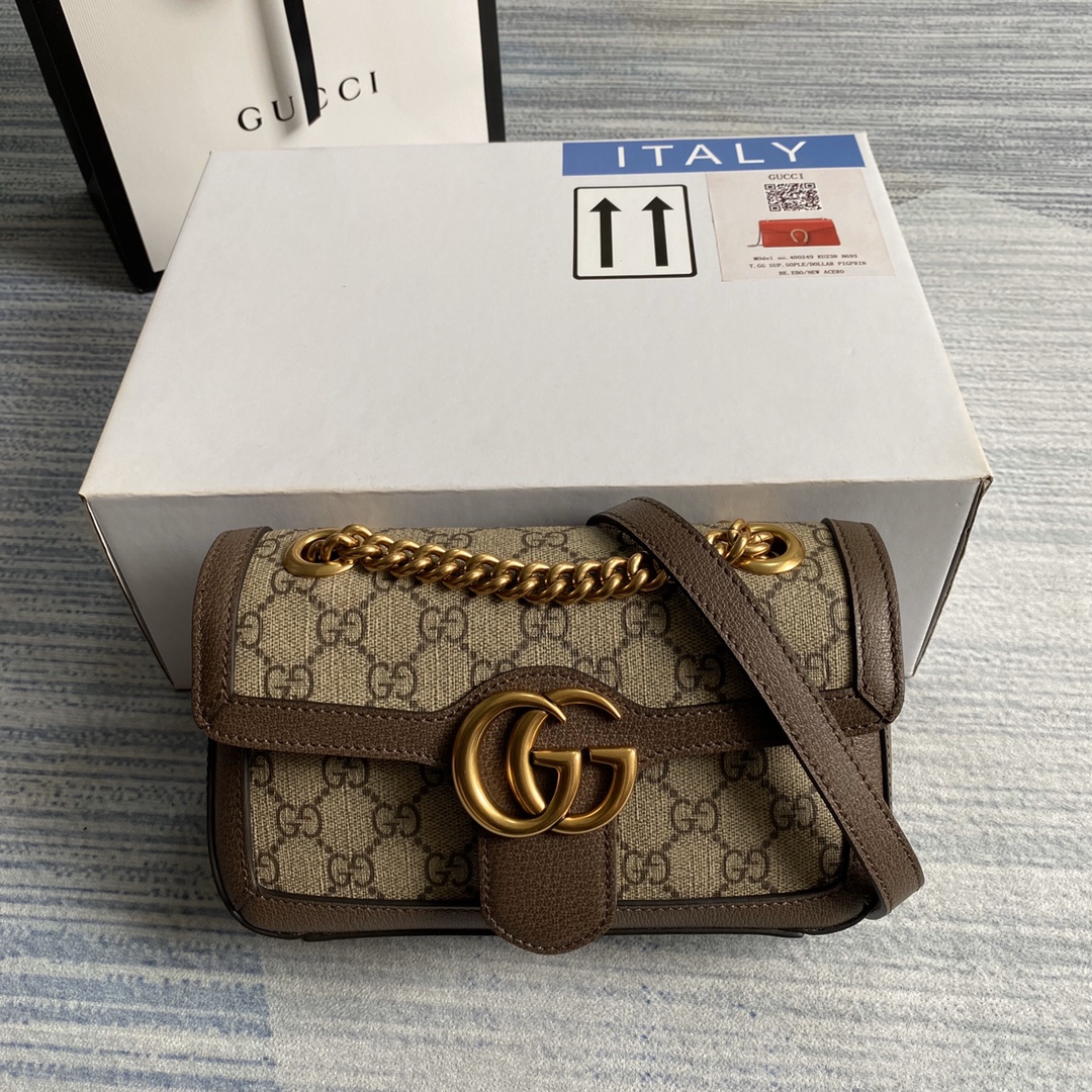 Gucci GG Marmont Matelasse Mini Shoulder Bag 446744 Brown